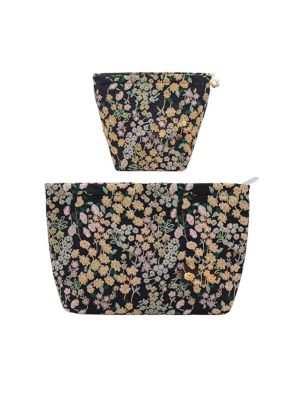 2pc Makeup Bag Set Large Cosmetic Pouch Floral Travel Toiletry Organizer
